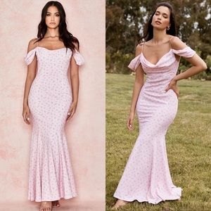 House of CB Elodie Pink Floral Gown XS NWOT